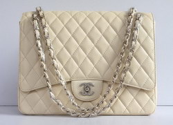 Cheap Replica Chanel Classic 2.55 Flap Bag Quilted Beige Caviar with Gold Chain